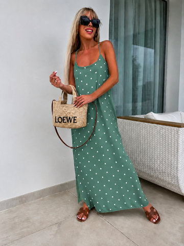Wita dot dress kaki 6097 556