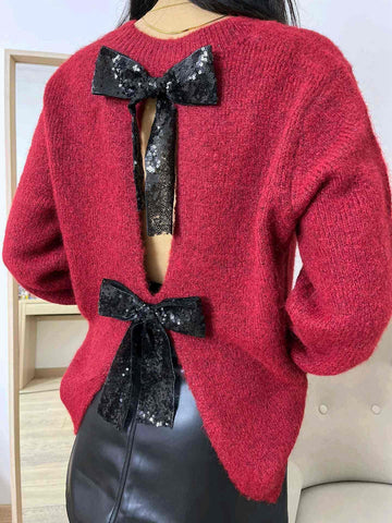 Erikka bow knit red - PSC369