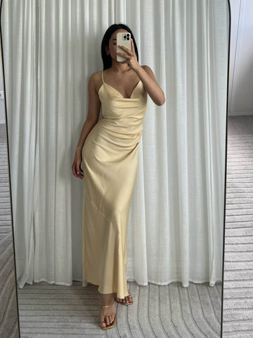 Edda silky dress yellow- EP19315