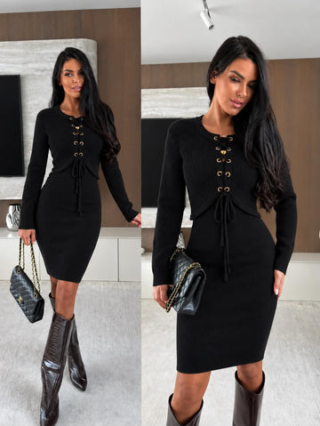 Liena sweat dress black - DPU432-5