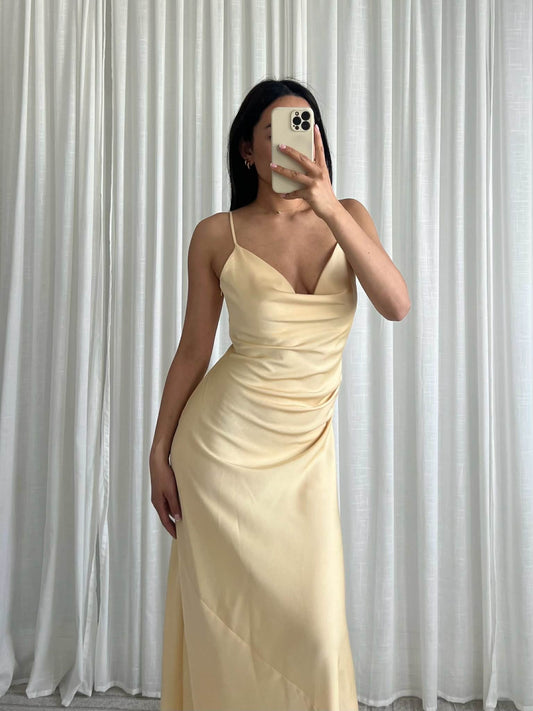 Edda silky dress yellow- EP19315