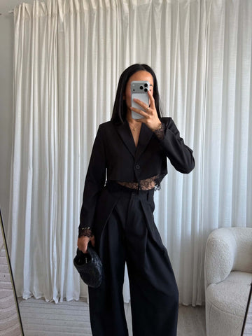 Sofiajo cropped lace blazer Black - EP19817