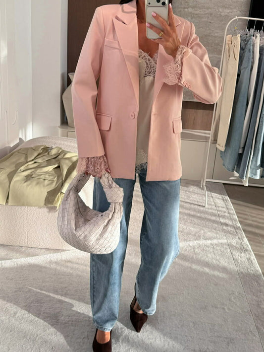 Daffie lace blazer rosa - 7697-1