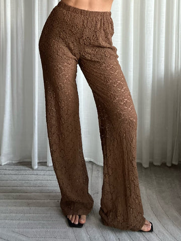 Amenda lace pants Brown   - EP19702