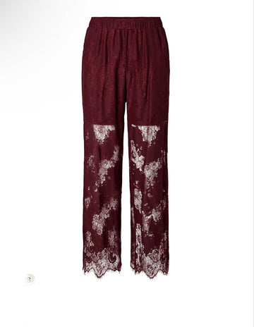 PCRINNE HW STRAIGHT LACE PANTS WVN KCA tawny port 556