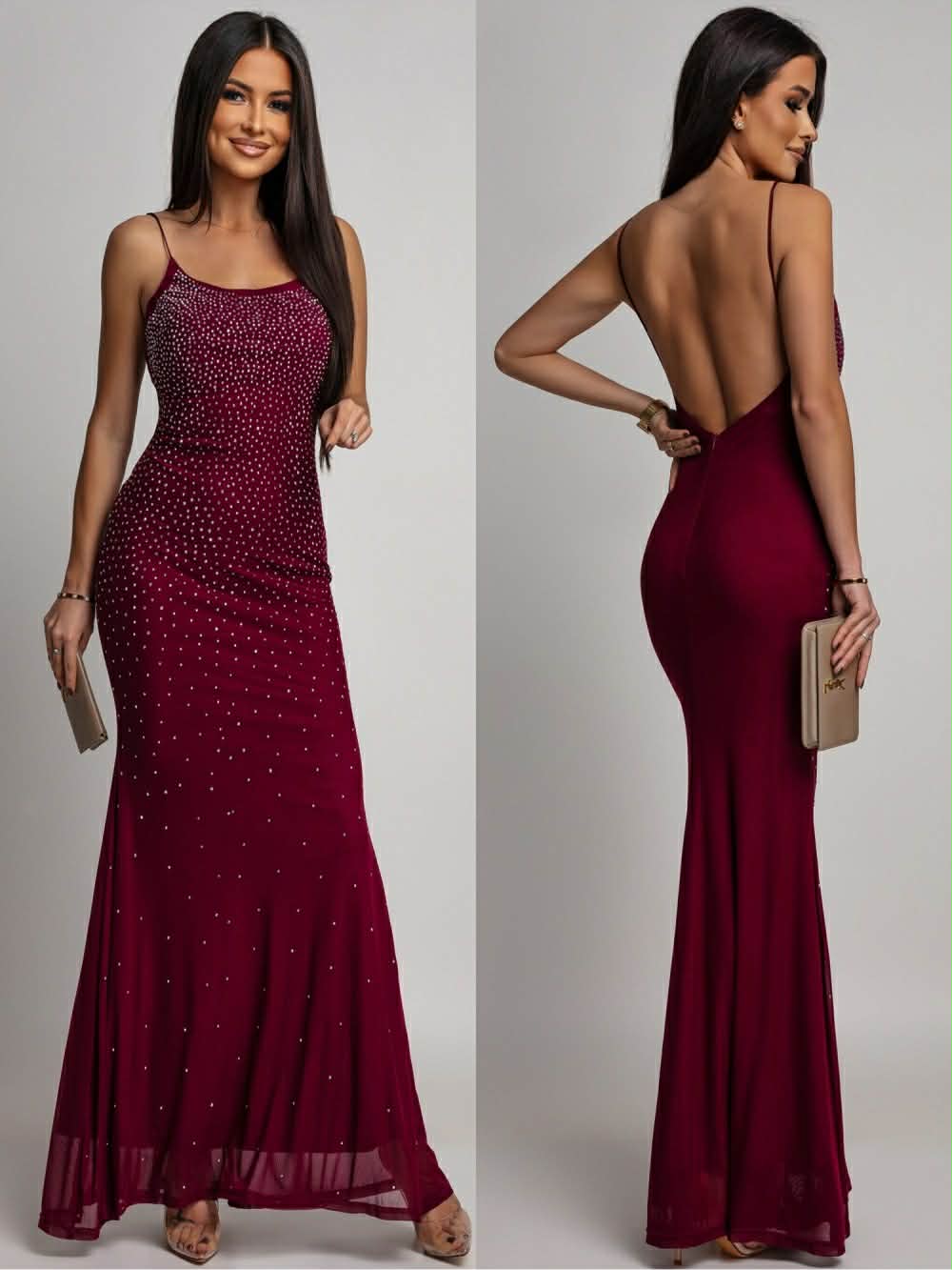 Kammie rhinestone dress Bordeaux