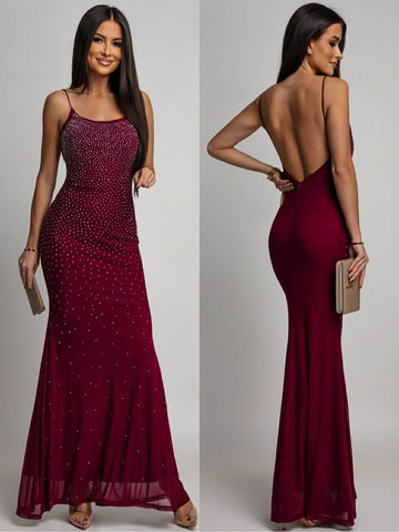 Kammie rhinestone dress Bordeaux