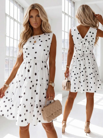 Anjah dot dress beige - A2704