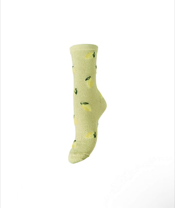 PCSEBBY LONG AOP SOCKS Pale Banana LEMONS