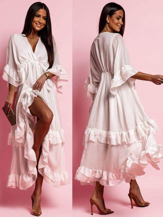 Qina dress white -JY5034