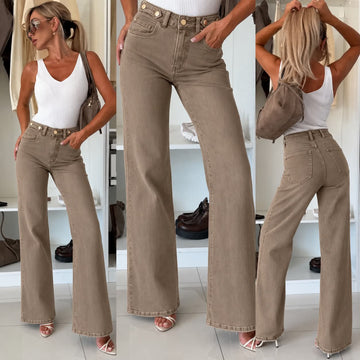 Nikola jeans dark taupe - Q194