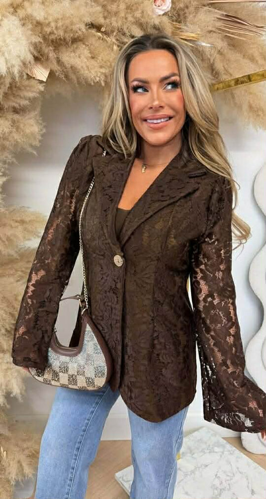Sierra lace blazer Brown  - 5196