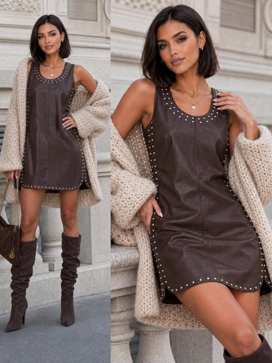 Ayla pu dress choko - 7535