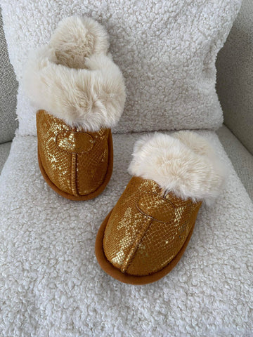 Camilla slippers Camel glitter