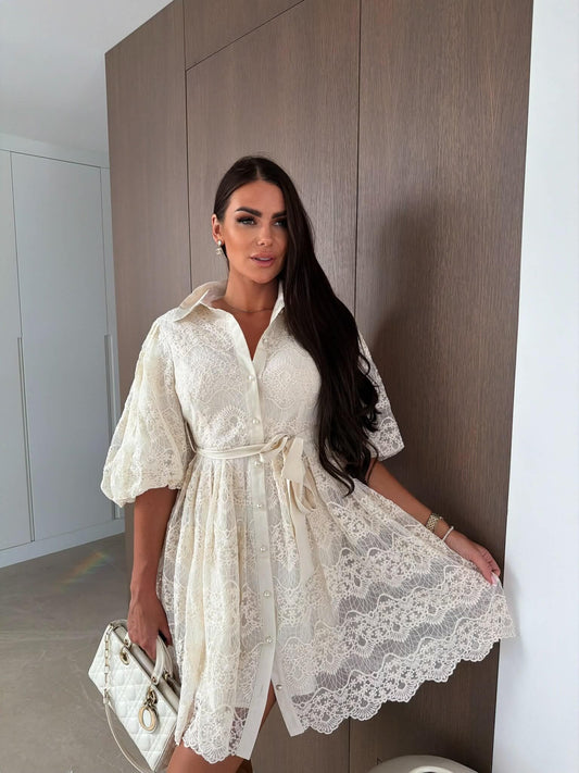 Alfrida lace dress beige - W40180