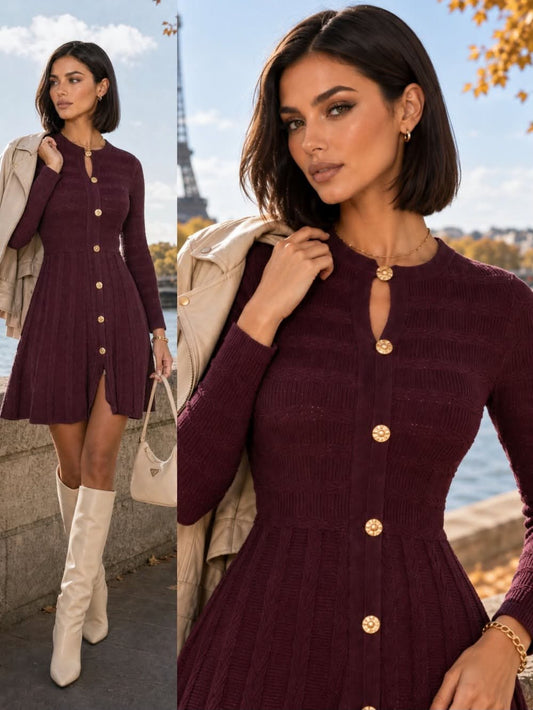 Politta knit dress bordeaux  - TZ7210