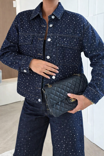 PCROBERTA LS RHINESTONE DENIM JACKET