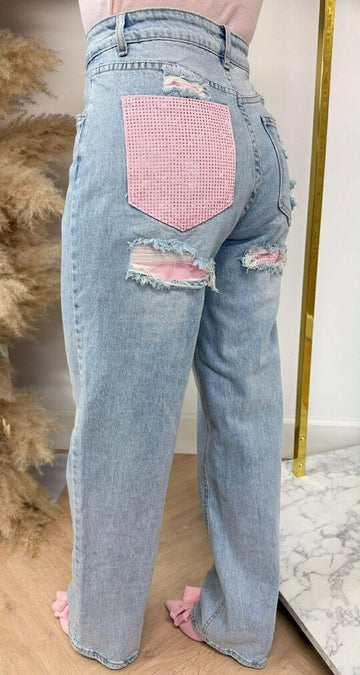 Seesee Girly jeans pink -A3976