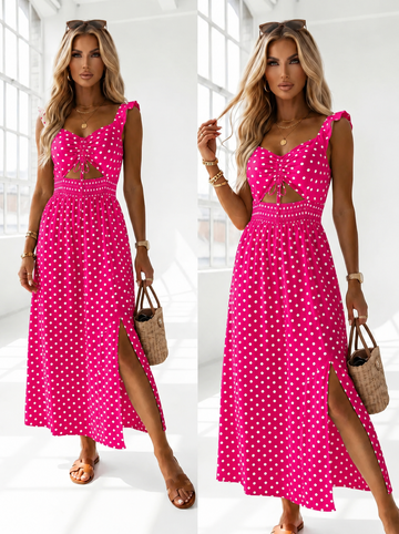 Alissio dot dress fushia  - JP3670