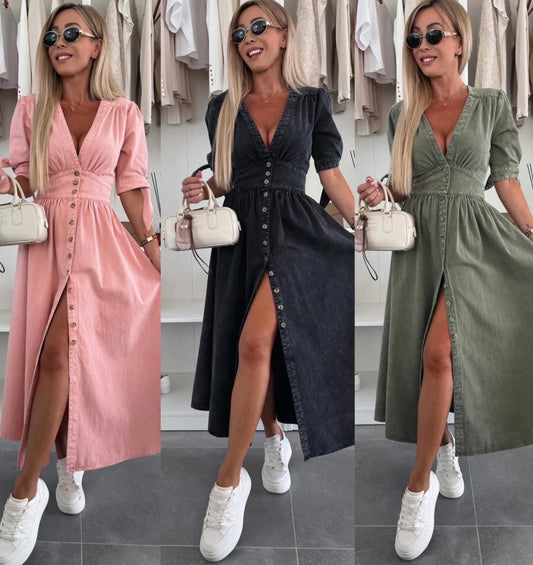 Gabrielle denim dress rose- C10727