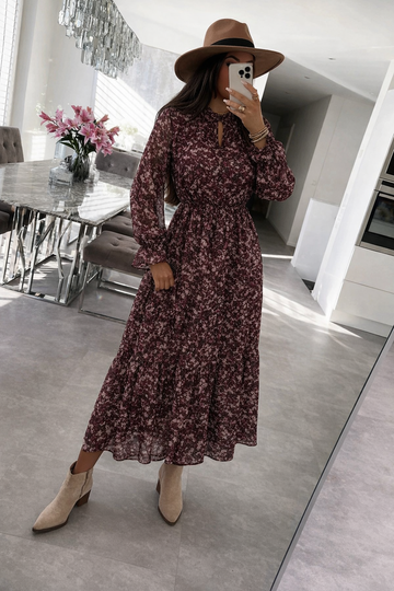 PCNAVI LS MIDI DRESS BC rose violet 556
