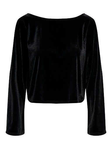 JDYVICTORY L/S VELVET BOW TOP JRS BLACK