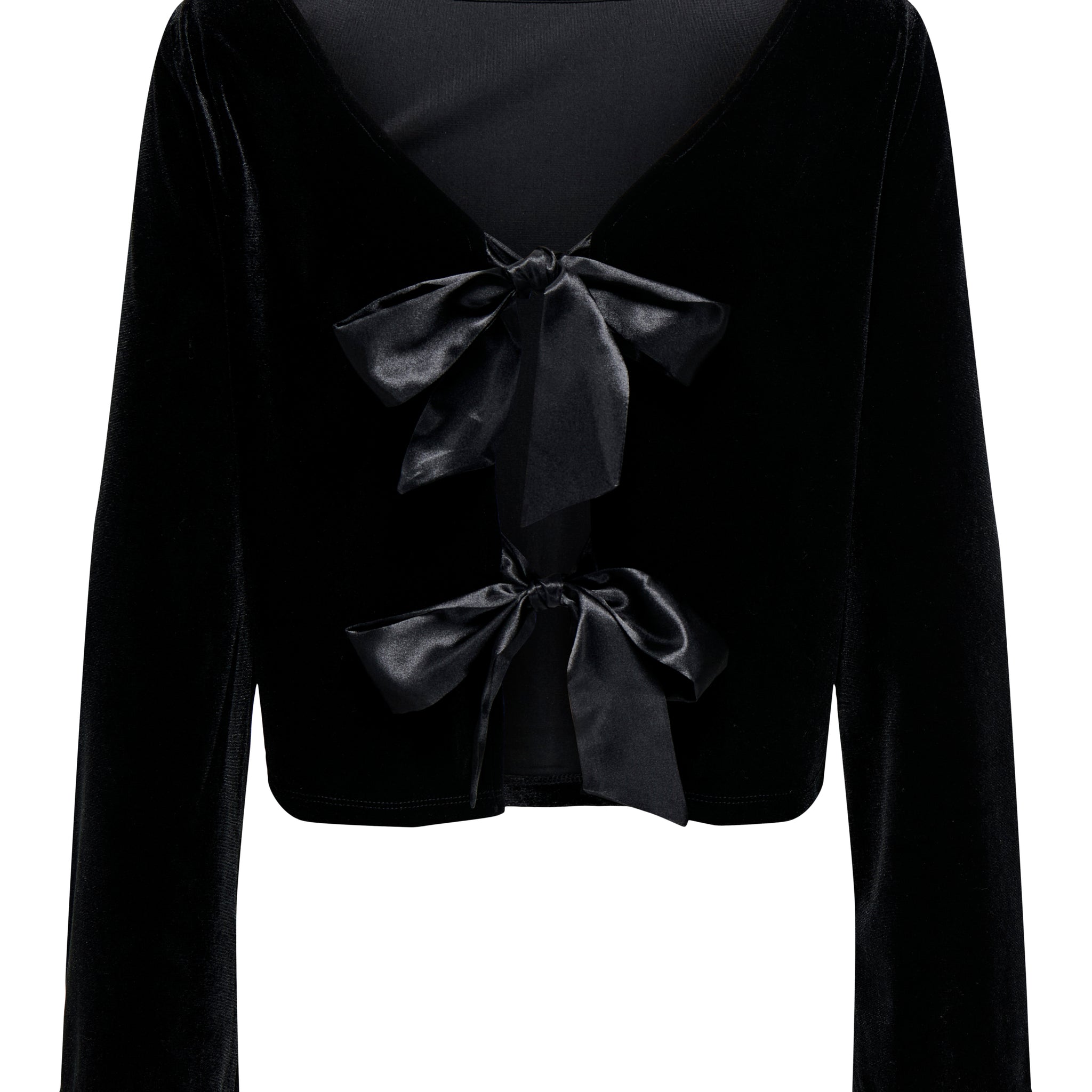 JDYVICTORY L/S VELVET BOW TOP JRS BLACK