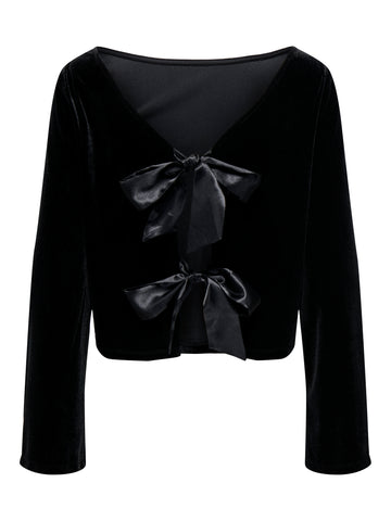 JDYVICTORY L/S VELVET BOW TOP JRS BLACK