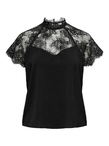 JDYLION S/S LACE TOP WVN DIA black