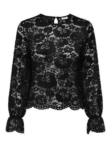 JDYLACEY L/S LACE TOP JRS black