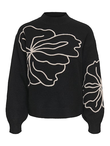 JDYJELLA L/S FLOWER PULLOVER KNT NOOS BLACK