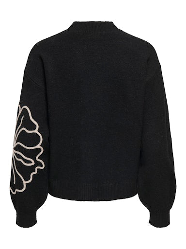 JDYJELLA L/S FLOWER PULLOVER KNT NOOS BLACK