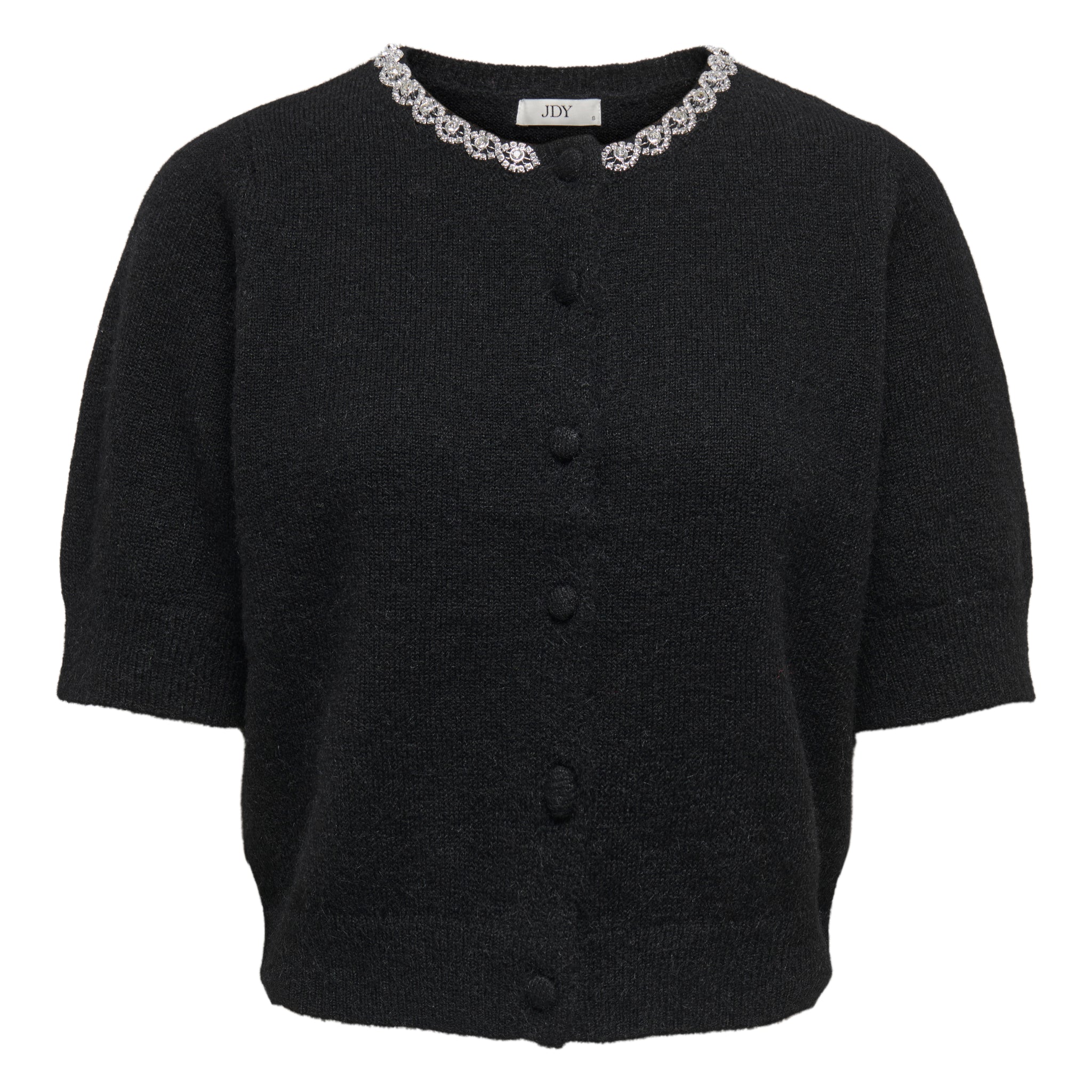JDYALVA LIFE 2/4 EMBEL CARDIGAN KNT NOOS  BLACK