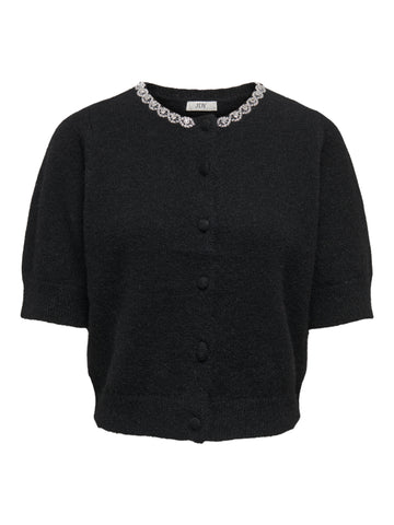 JDYALVA LIFE 2/4 EMBEL CARDIGAN KNT NOOS  BLACK