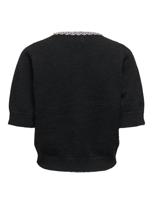 JDYALVA LIFE 2/4 EMBEL CARDIGAN KNT NOOS  BLACK