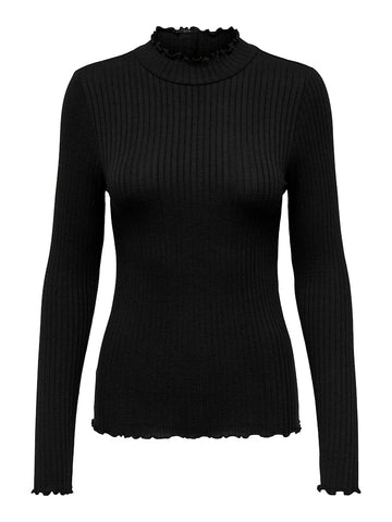 JDYFRANSISKA LIFE L/S HI-NCK TOP JR NOOS black