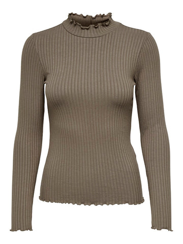 JDYFRANSISKA LIFE L/S HI-NCK TOP JR NOOS walnut