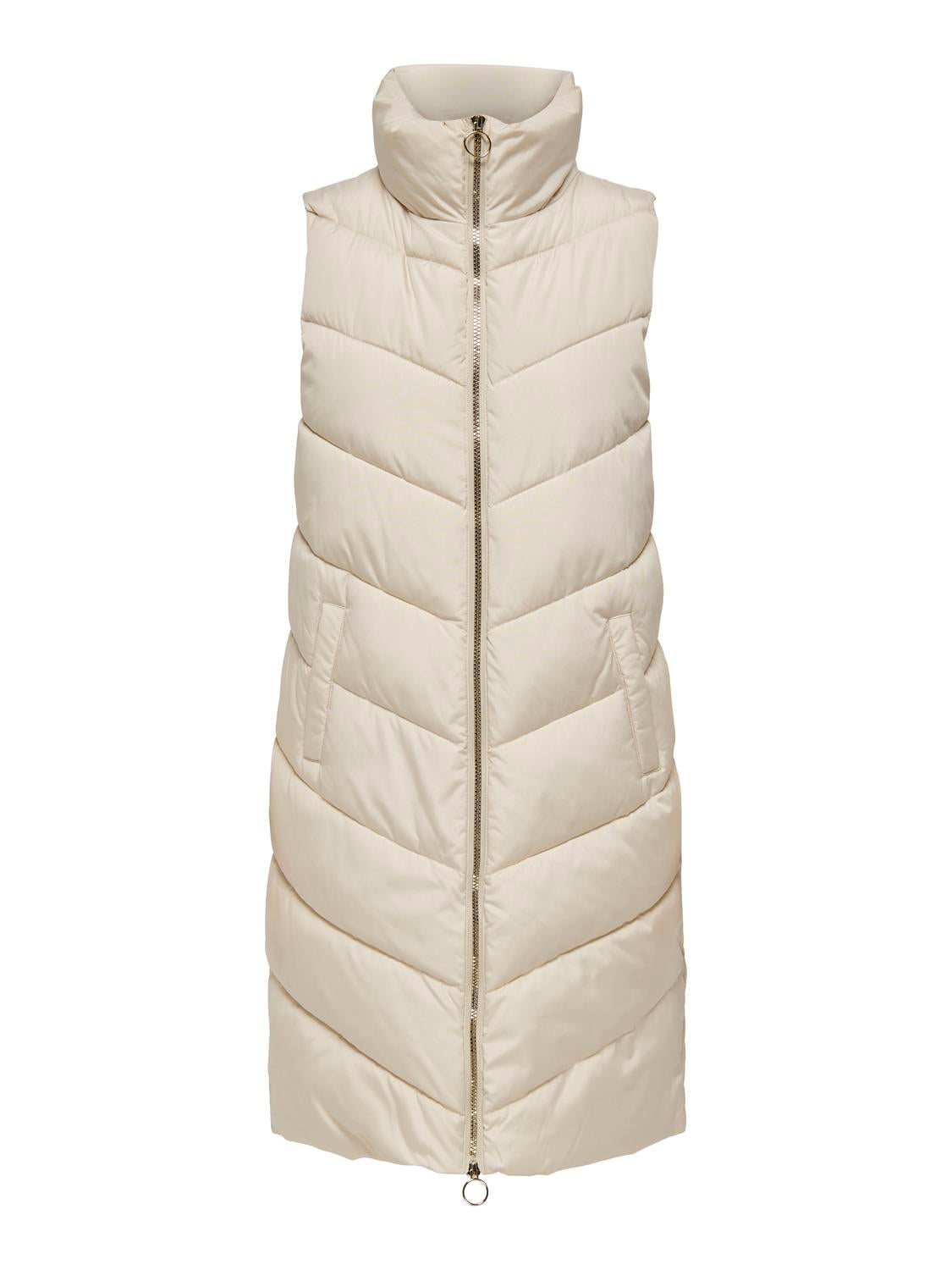 JDYFINNO LONG PADDED WAISTCOAT NEW NOOS Moonbeam LIGHT GOLD ZIP 556