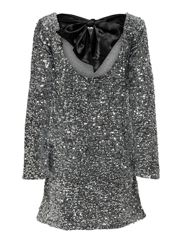 JDYSARA L/S BOW SEQUINS DRESS JRS silver