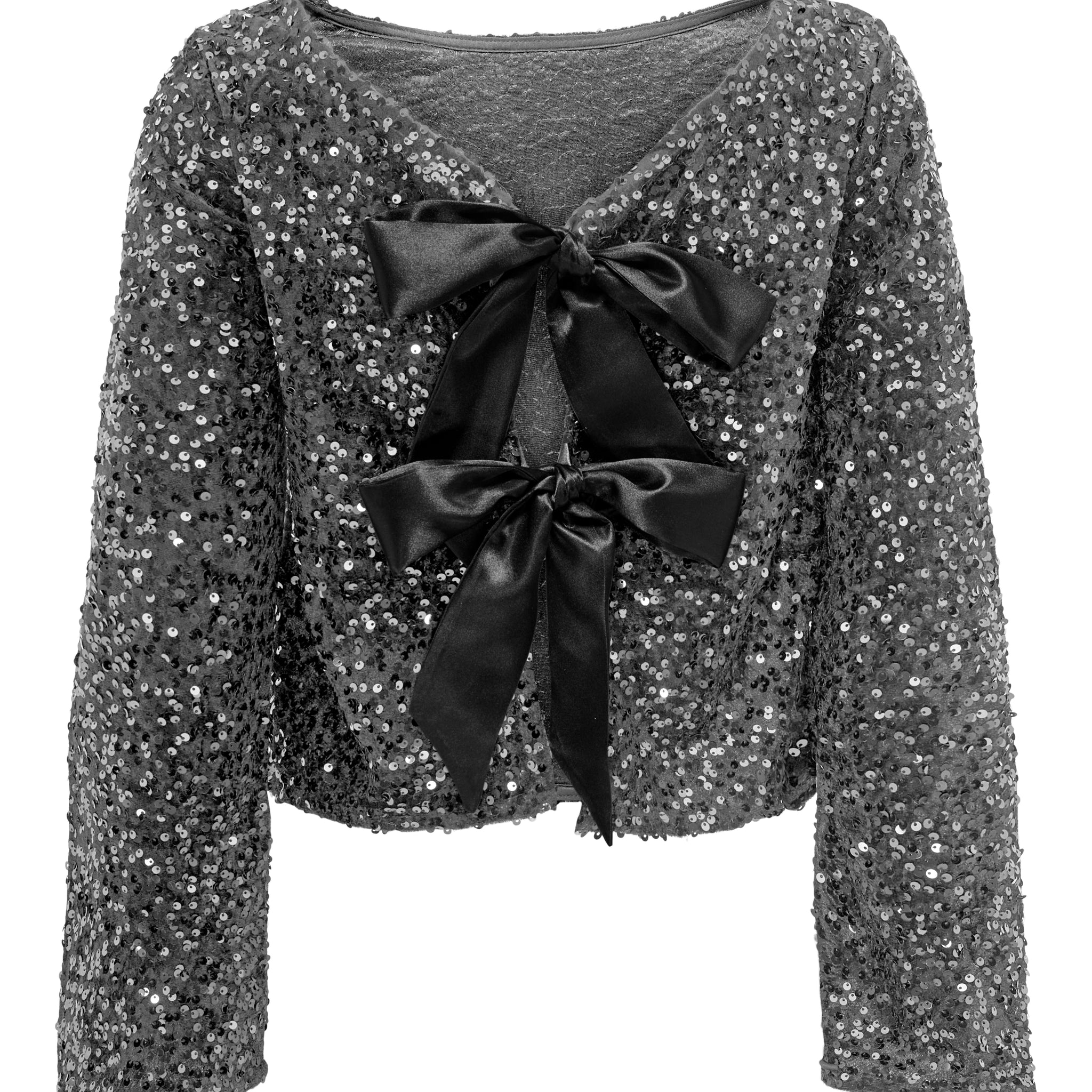JDYSARA L/S BOW SEQUINS TOP JRS silver 556