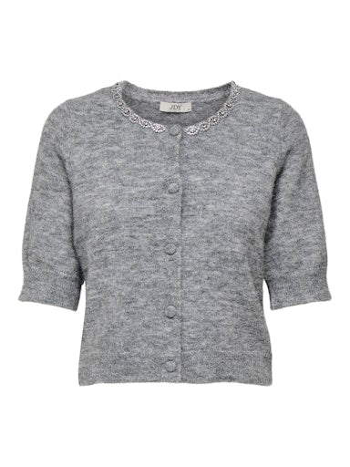 JDYALVA LIFE 2/4 EMBEL CARDIGAN KNT NOOS  Medium Grey Melange