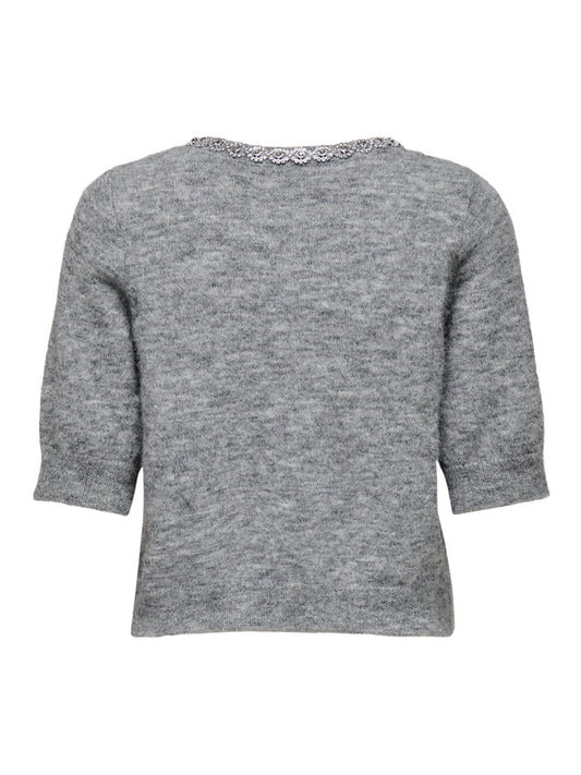 JDYALVA LIFE 2/4 EMBEL CARDIGAN KNT NOOS  Medium Grey Melange
