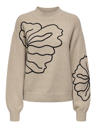 JDYJELLA L/S FLOWER PULLOVER KNT NOOS CEMENT