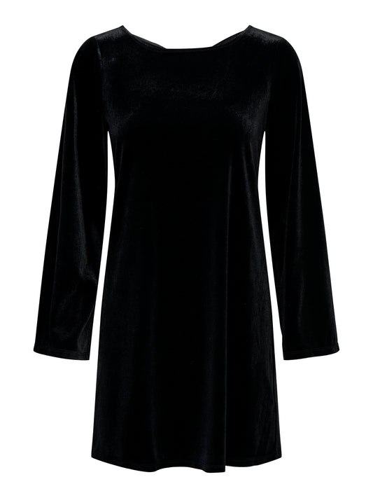 JDYVICTORY L/S VELVET BOW DRESS JRS BLACK