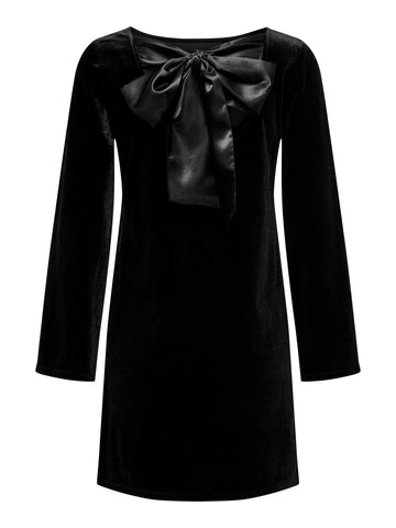 JDYVICTORY L/S VELVET BOW DRESS JRS BLACK