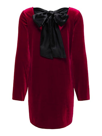 JDYVICTORY L/S VELVET BOW DRESS JRS  Winetasting