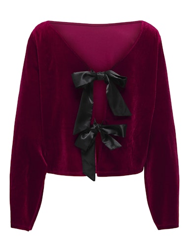 JDYVICTORY L/S VELVET BOW TOP JRS  Winetasting