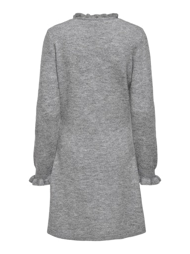 JDYLETTY L/S V-NECK FRILL DRESS KNT Light Grey Melange