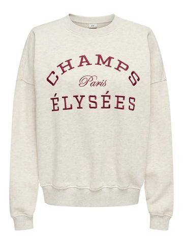 JDYMESA L/S O-NK EMB SWEAT JRS NOOS OATMEAL champs