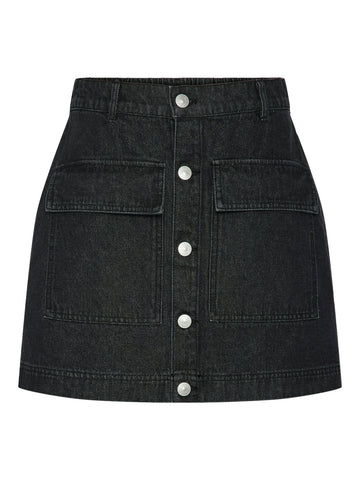 PCCHRISSY MW SHORT DENIM SKIRT PWP MM black denim 087